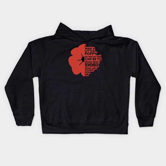 Poppy Poem for Remembrance Day Kids Hoodie by Yule